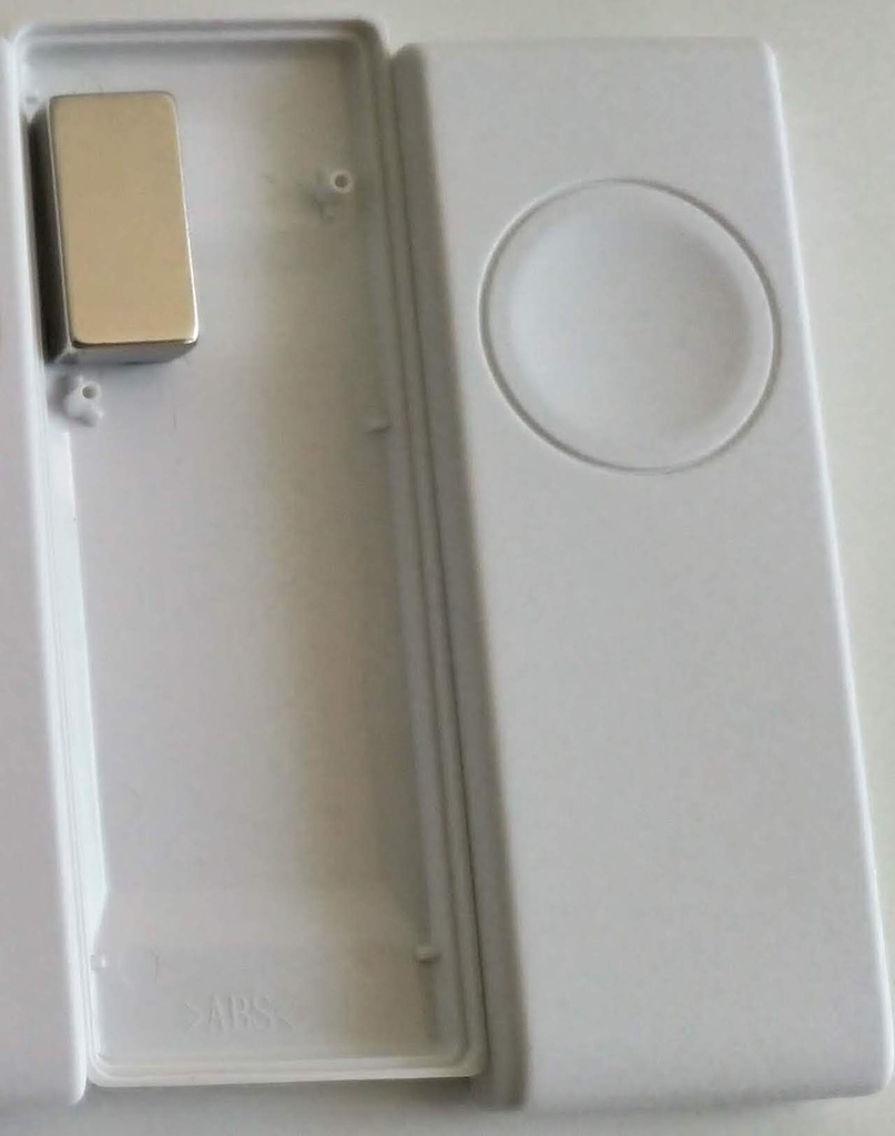 Ultra strong neodymium magnet in a SimplePack Plus case with double-sided permanent tape for hall probe